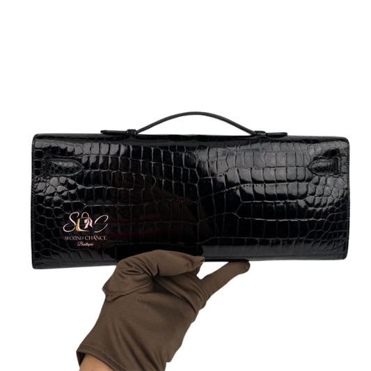 Hermes kelly cut crocodile porosus  Black colour gold hardware Full Stamp k 2025 December invoice and cities