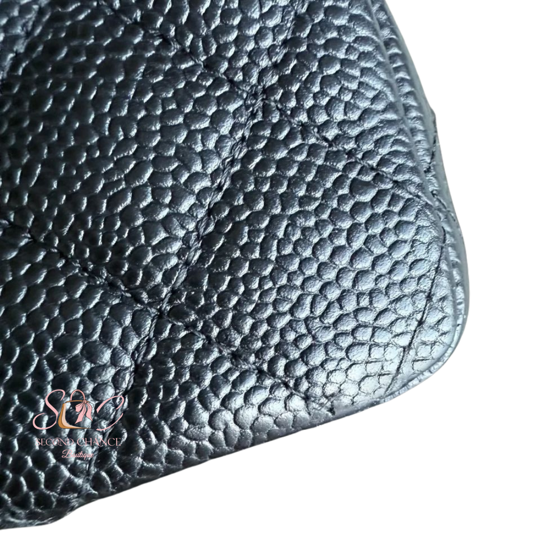 CHANEL CLASSIC FLAP MEDIUM - CAVIAR 25CM BLACK SILVER  HARDWARE