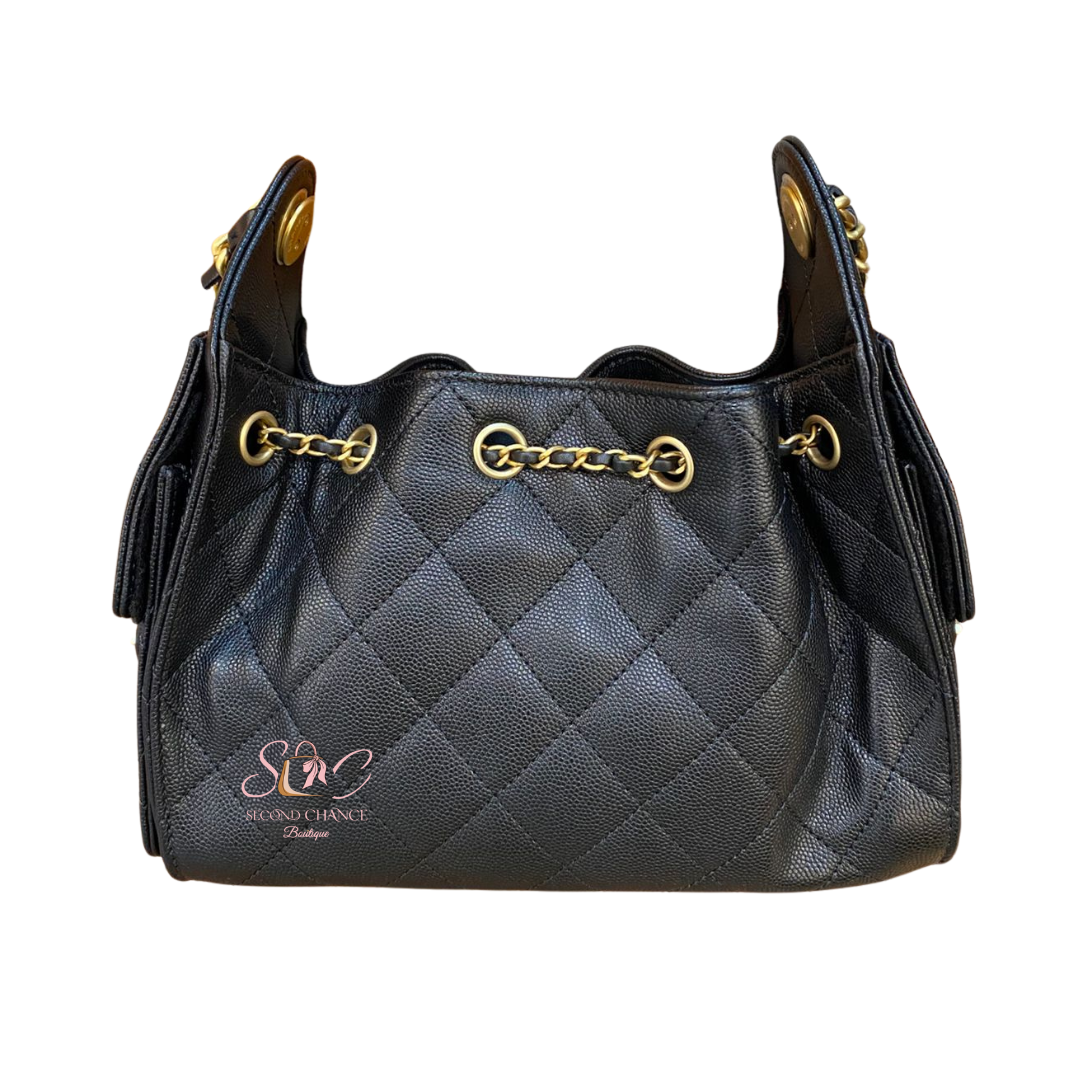 New chanel hobo mini black caviar