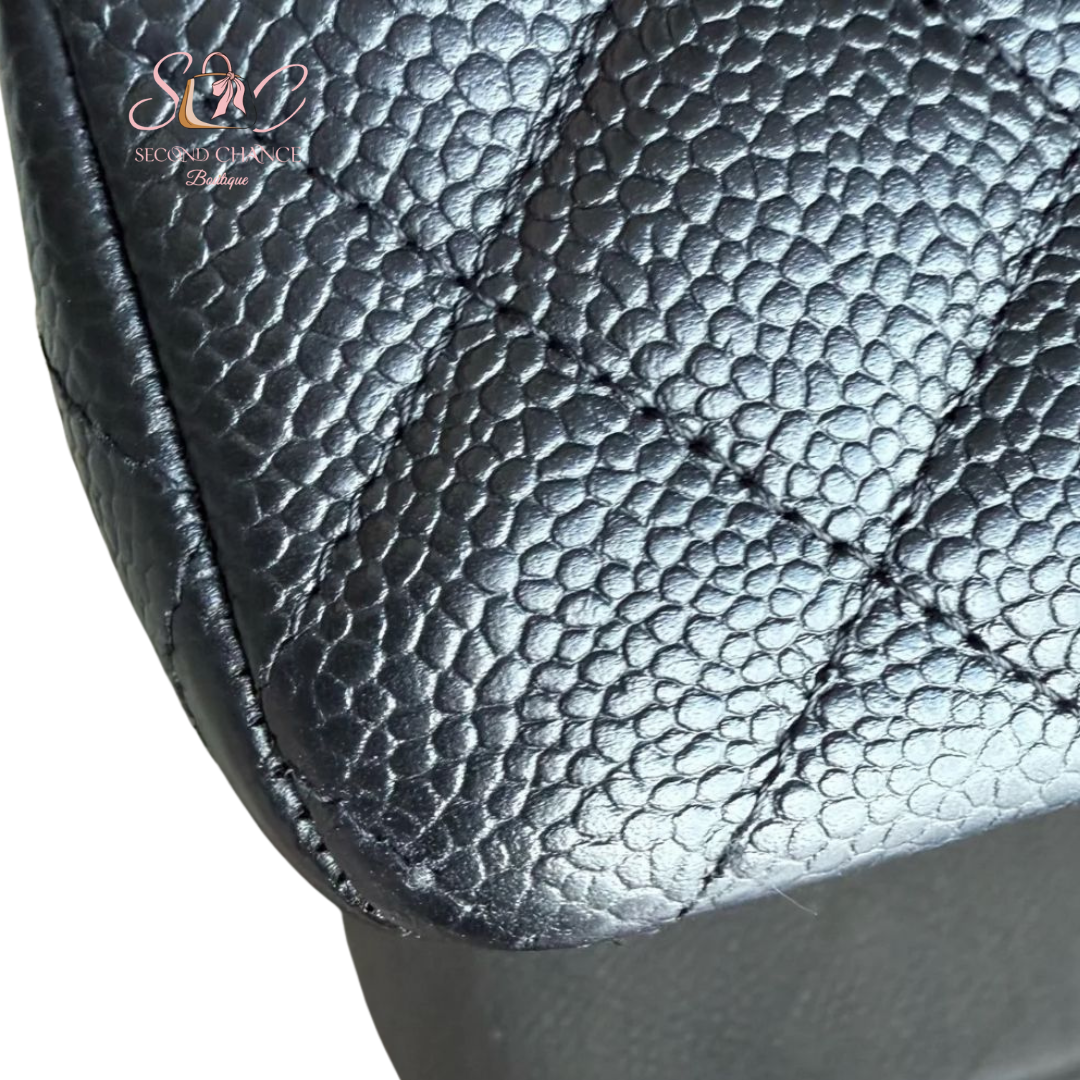 CHANEL CLASSIC FLAP MEDIUM - CAVIAR 25CM BLACK SILVER  HARDWARE