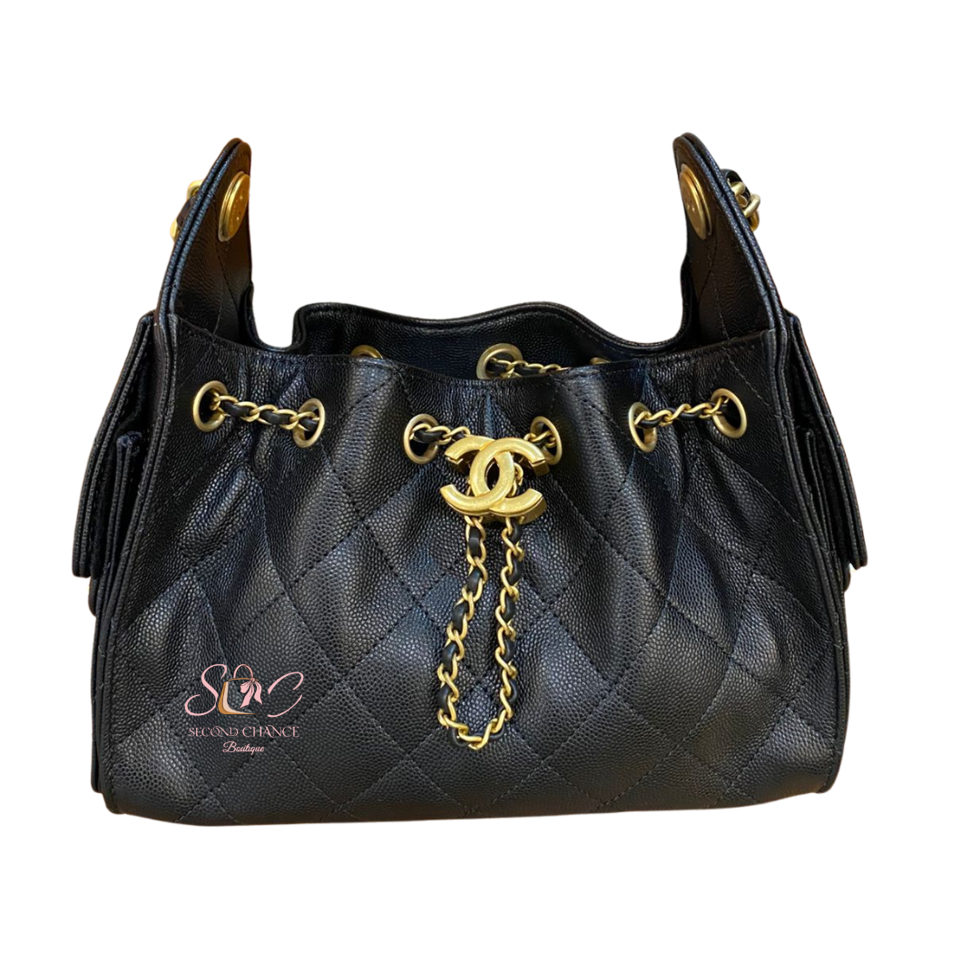 New chanel hobo mini black caviar