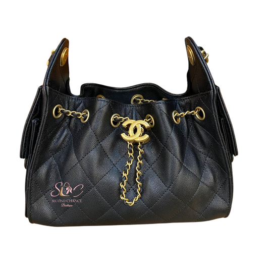 New chanel hobo mini black caviar