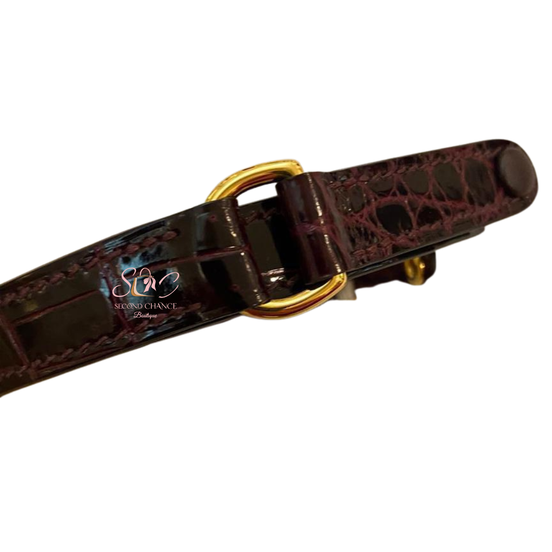 Hermes kelly elan crocodile porosus  Bordeaux colour gold hardware  Stamp W Full set and invoice