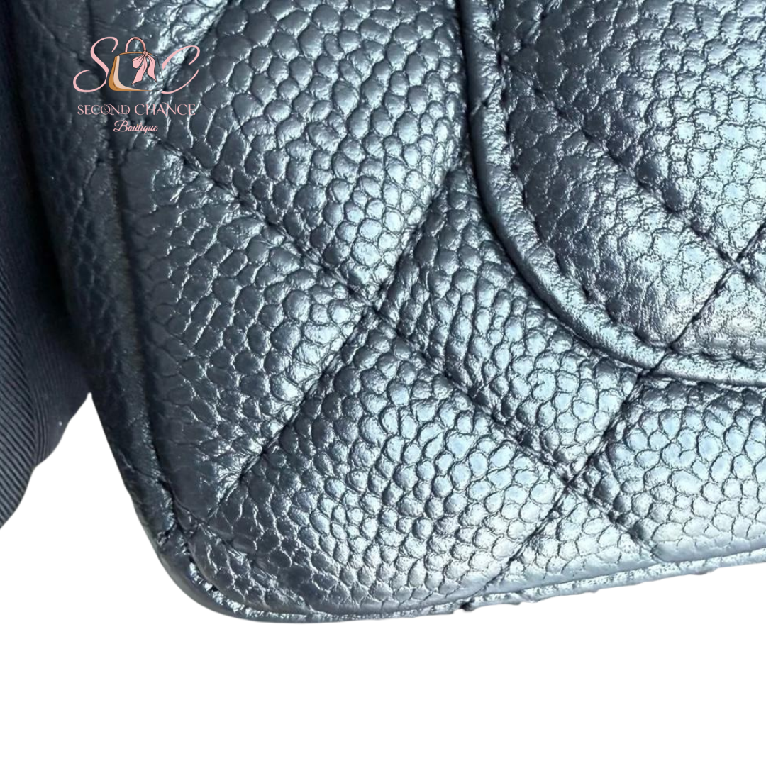 CHANEL CLASSIC FLAP MINI - CAVIAR 20CM BLACK GOLD HARDWARE
