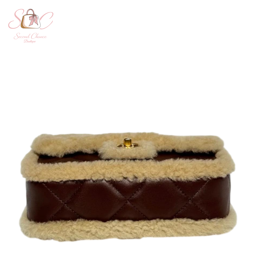 Chanel Mini Shearling Brown  Lambskin