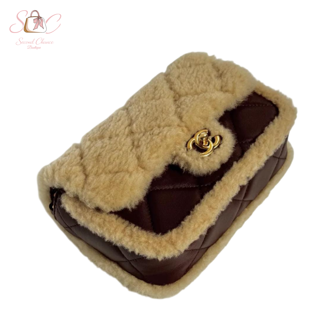 Chanel Mini Shearling Brown  Lambskin