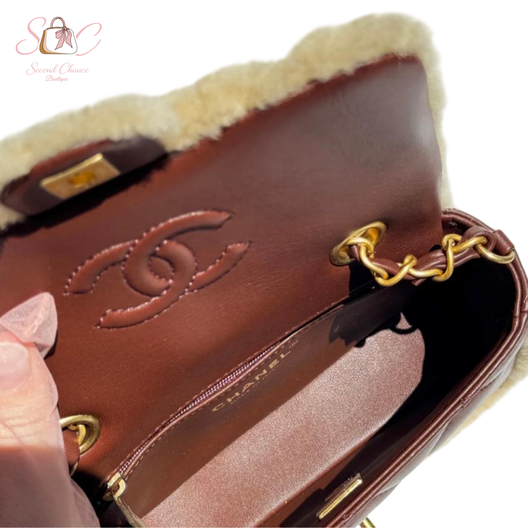 Chanel Mini Shearling Brown  Lambskin