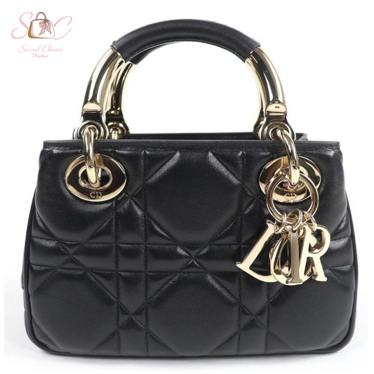 Dior Lady Mini Lambskin Black with Gold Hardware