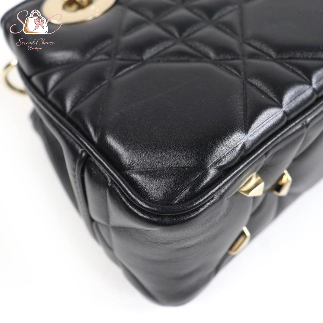 Dior Lady Mini Lambskin Black with Gold Hardware