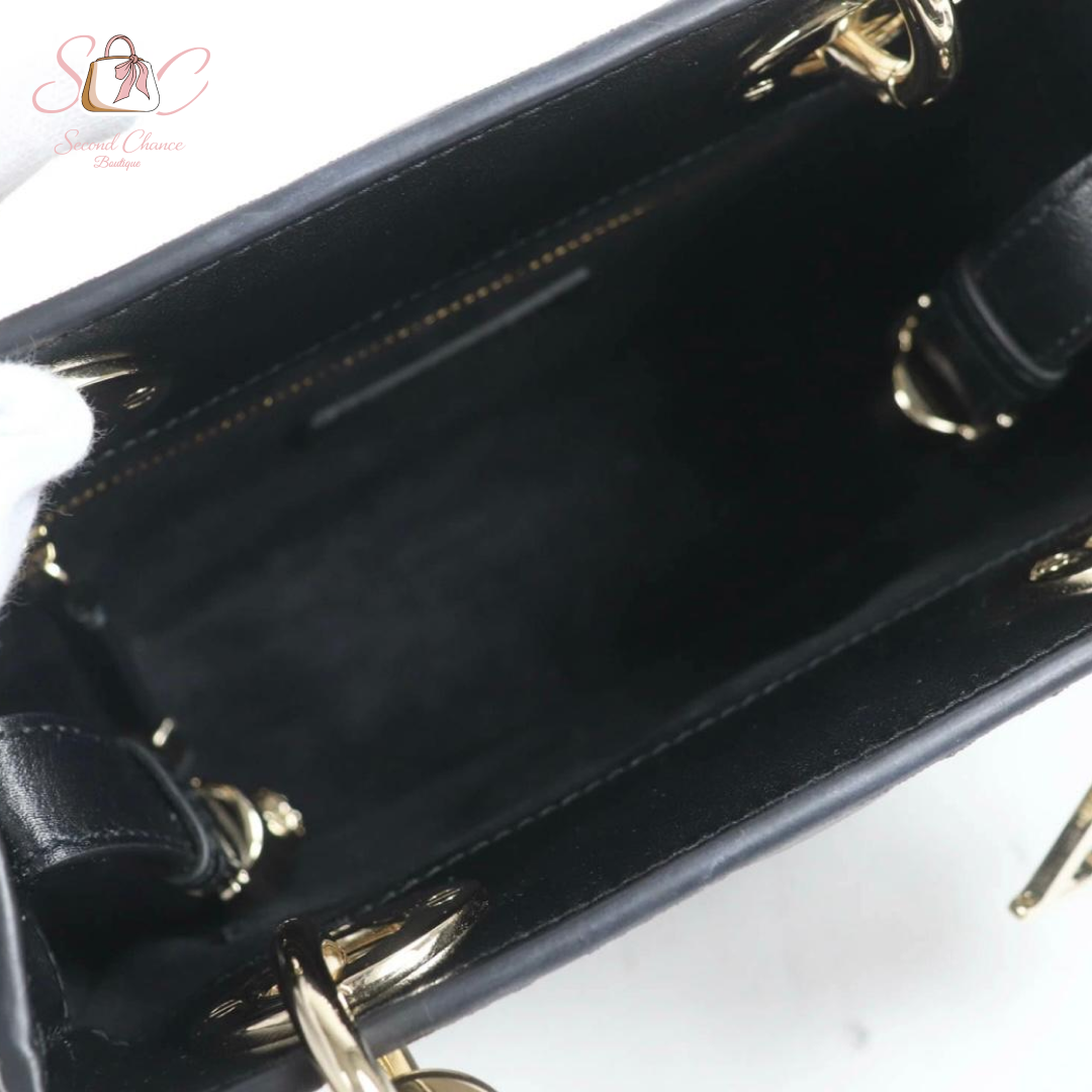Dior Lady Mini Lambskin Black with Gold Hardware