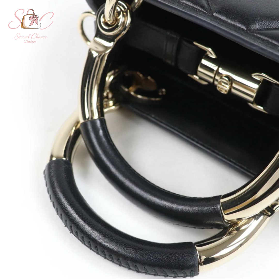 Dior Lady Mini Lambskin Black with Gold Hardware