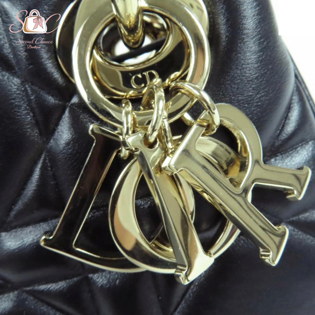 Dior Lady Mini Lambskin Black with Gold Hardware