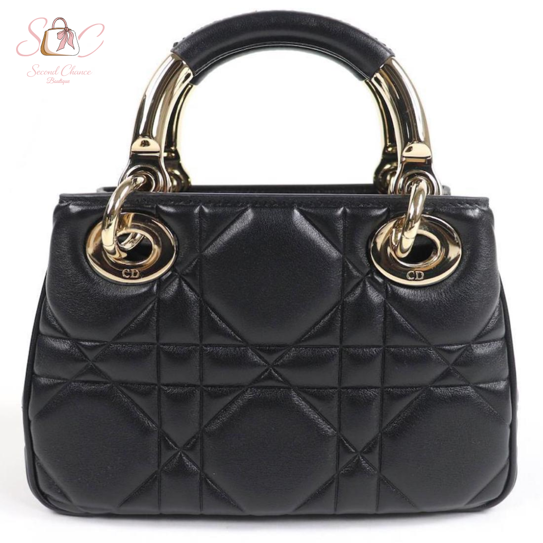 Dior Lady Mini Lambskin Black with Gold Hardware