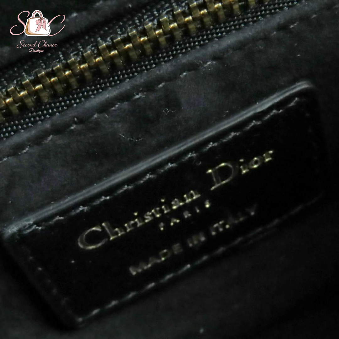 Dior Lady Mini Lambskin Black with Gold Hardware