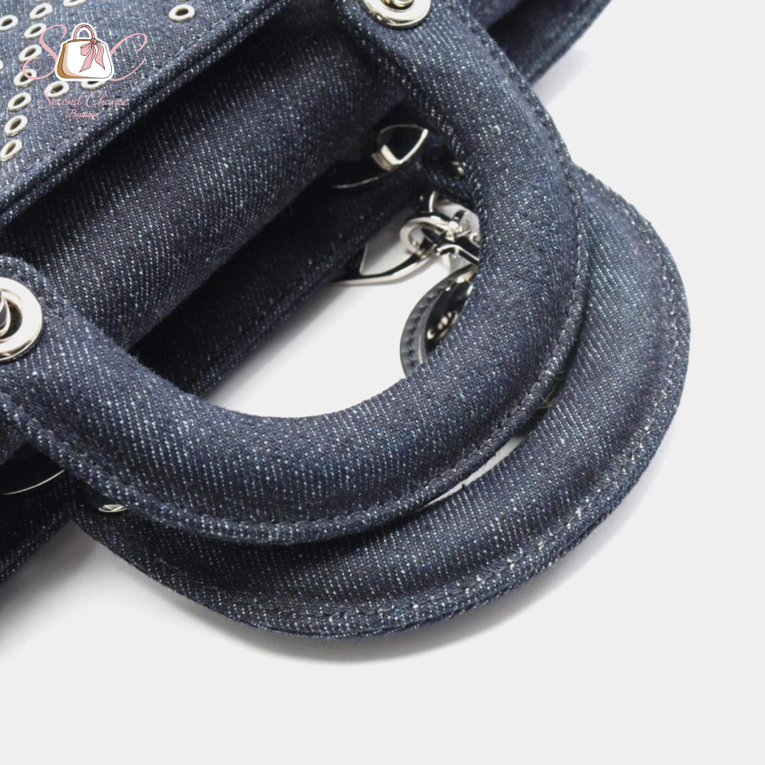 Dior medium navy denim lady D-Joy bag