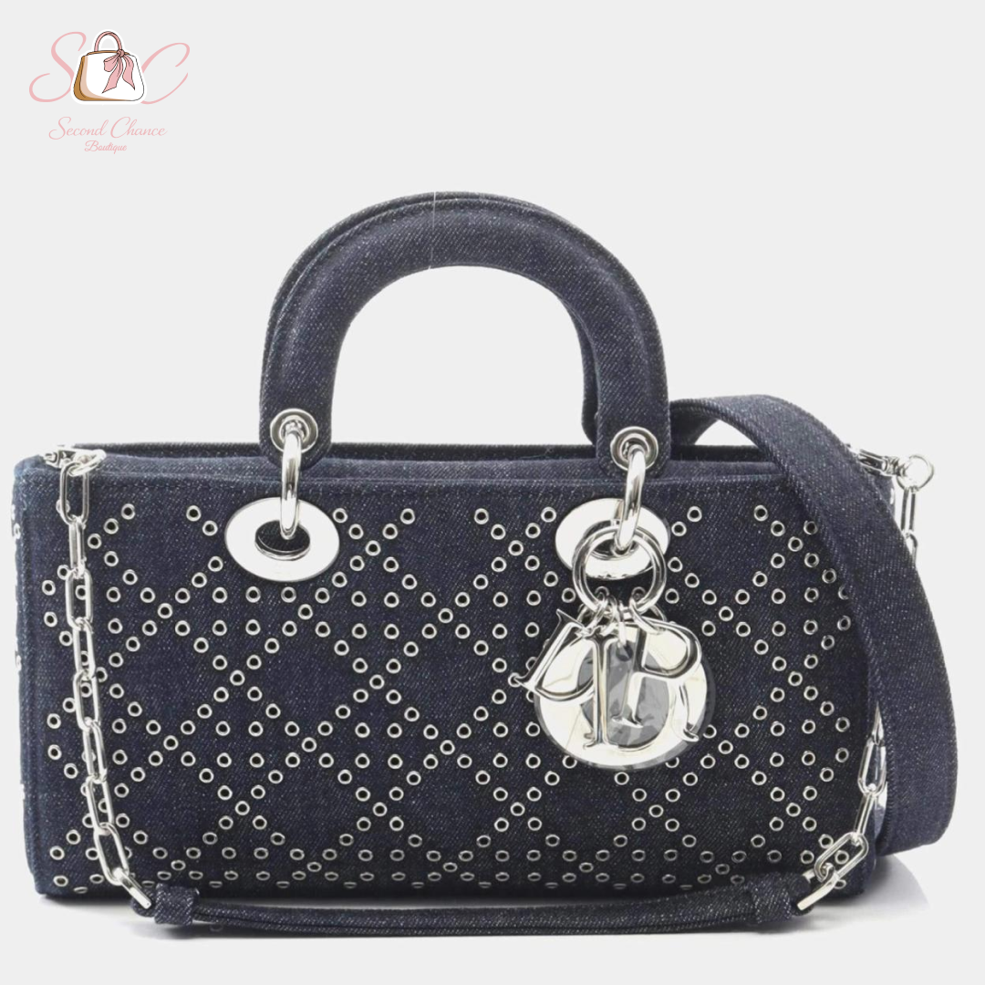 Dior medium navy denim lady D-Joy bag
