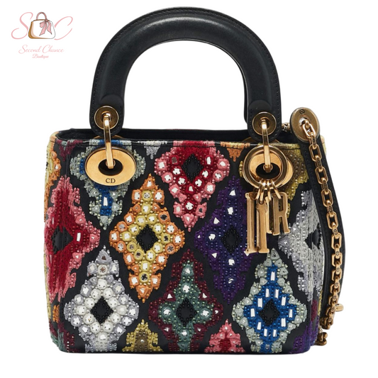 Dior Multicolour embroidered beads mini lady dior