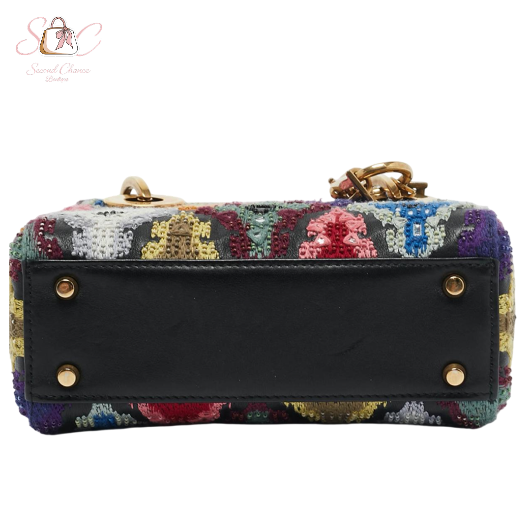 Dior Multicolour embroidered beads mini lady dior
