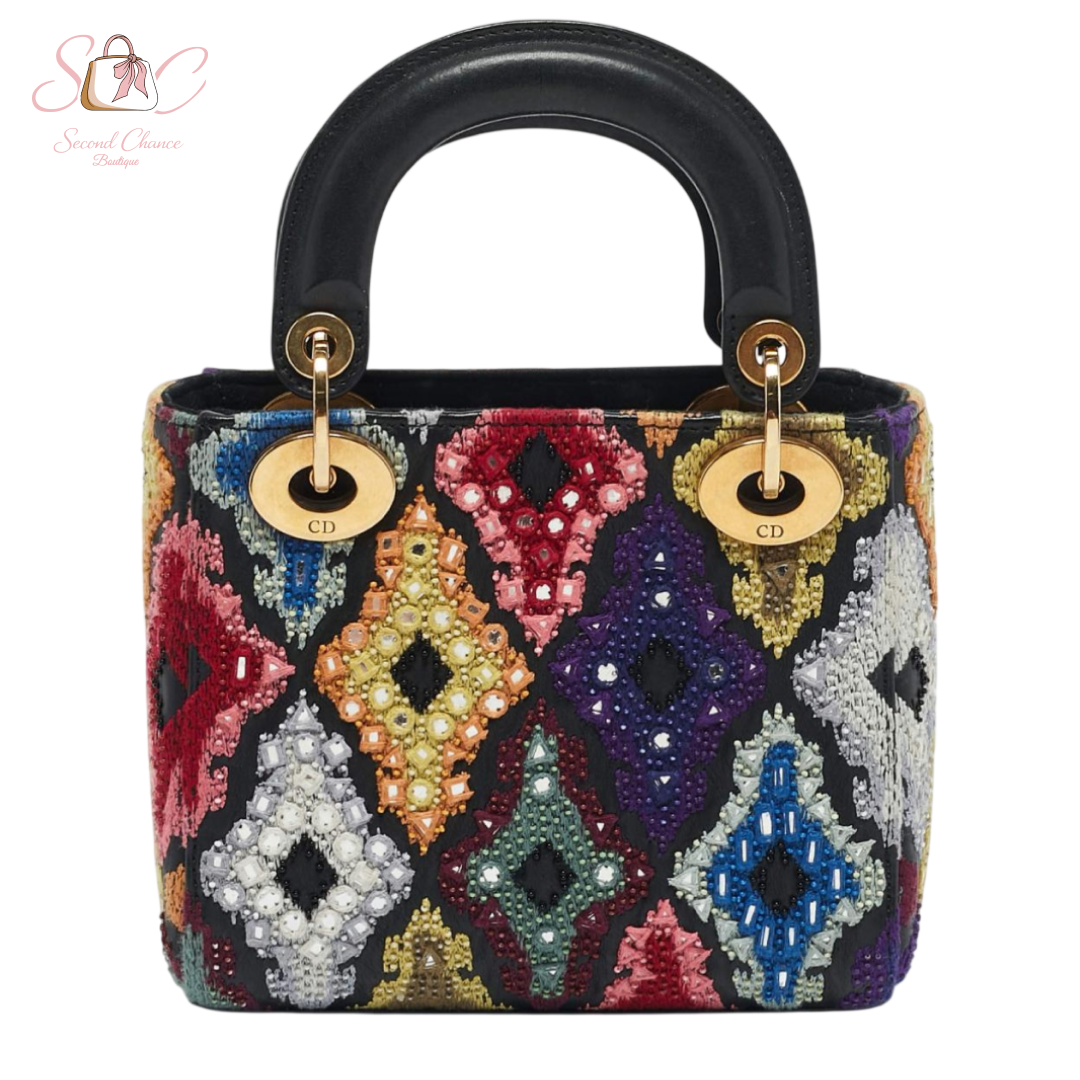 Dior Multicolour embroidered beads mini lady dior
