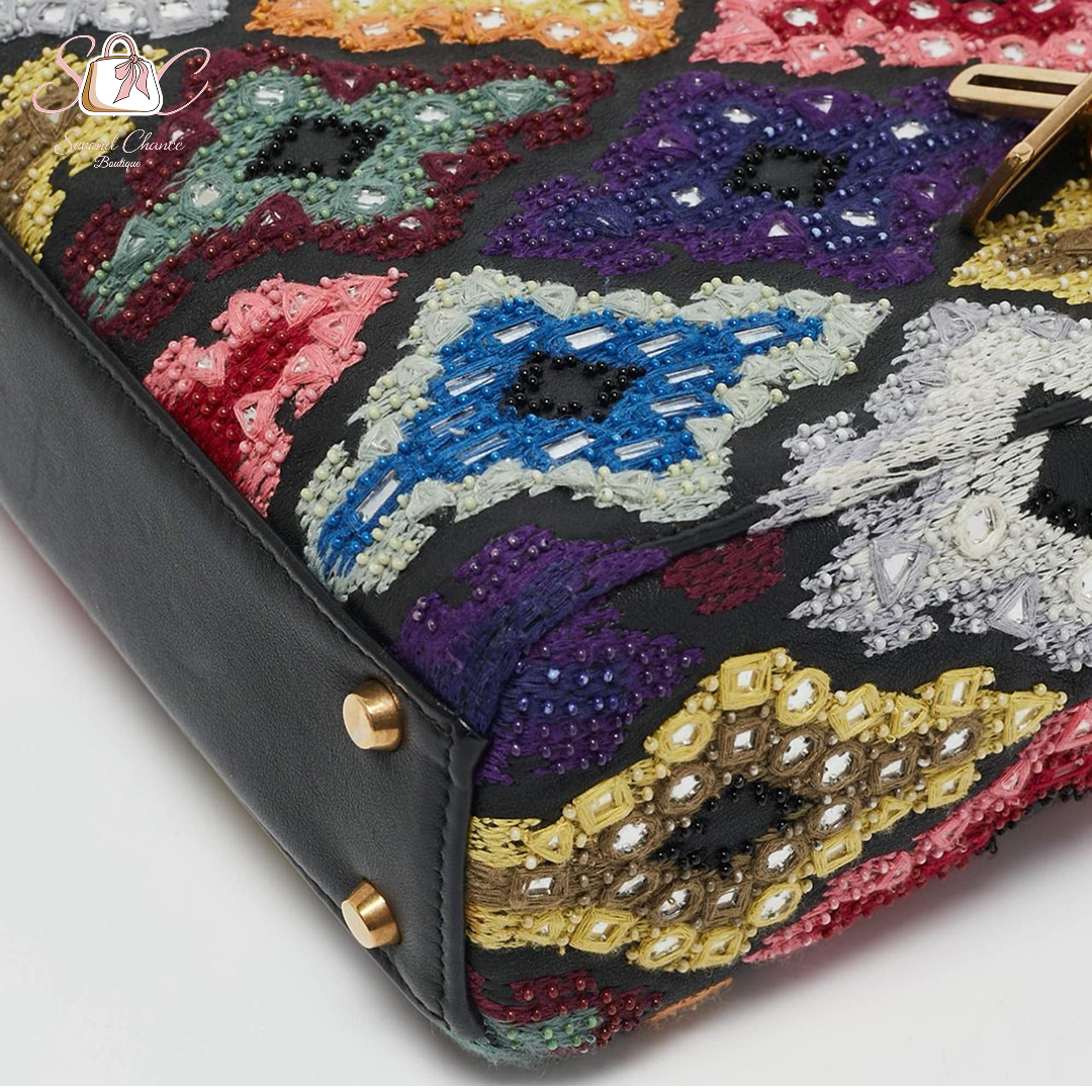 Dior Multicolour embroidered beads mini lady dior