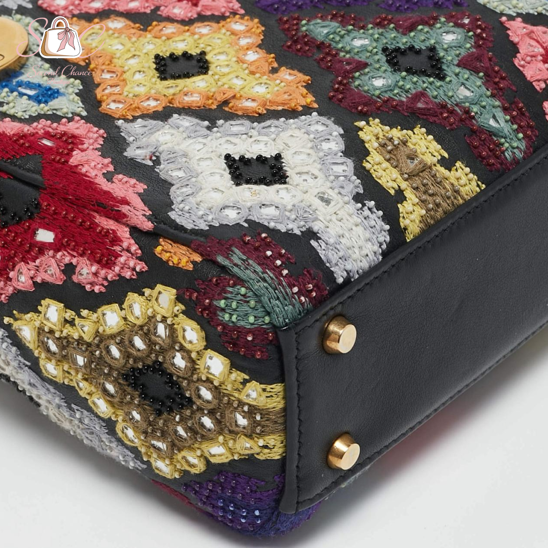 Dior Multicolour embroidered beads mini lady dior