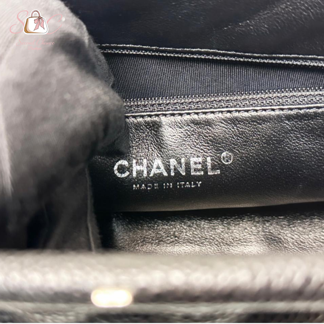 Chanel Quilted Timeless  Clutch Black Caviar Silver hardware