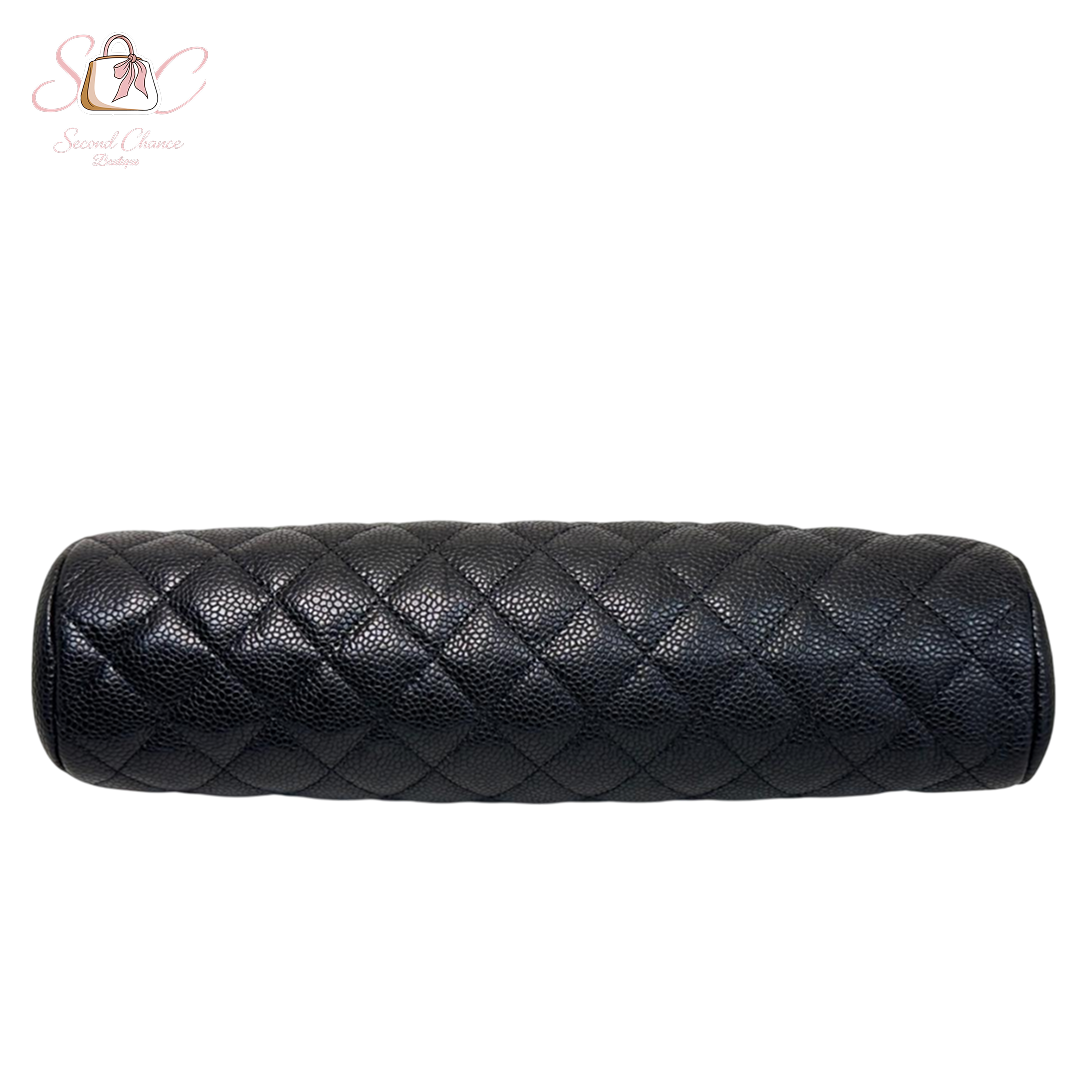 Chanel Quilted Timeless  Clutch Black Caviar Silver hardware