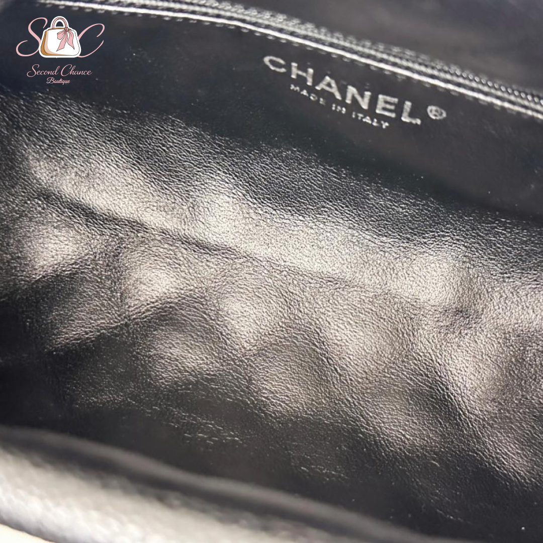 Chanel Quilted Timeless  Clutch Black Caviar Silver hardware
