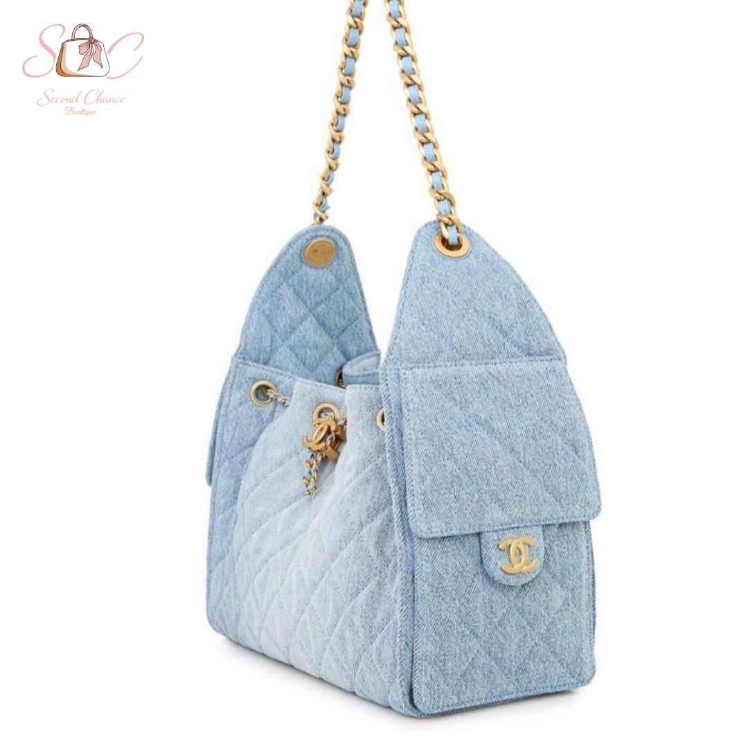 Chanel small Hobo Denim Bag  New full set