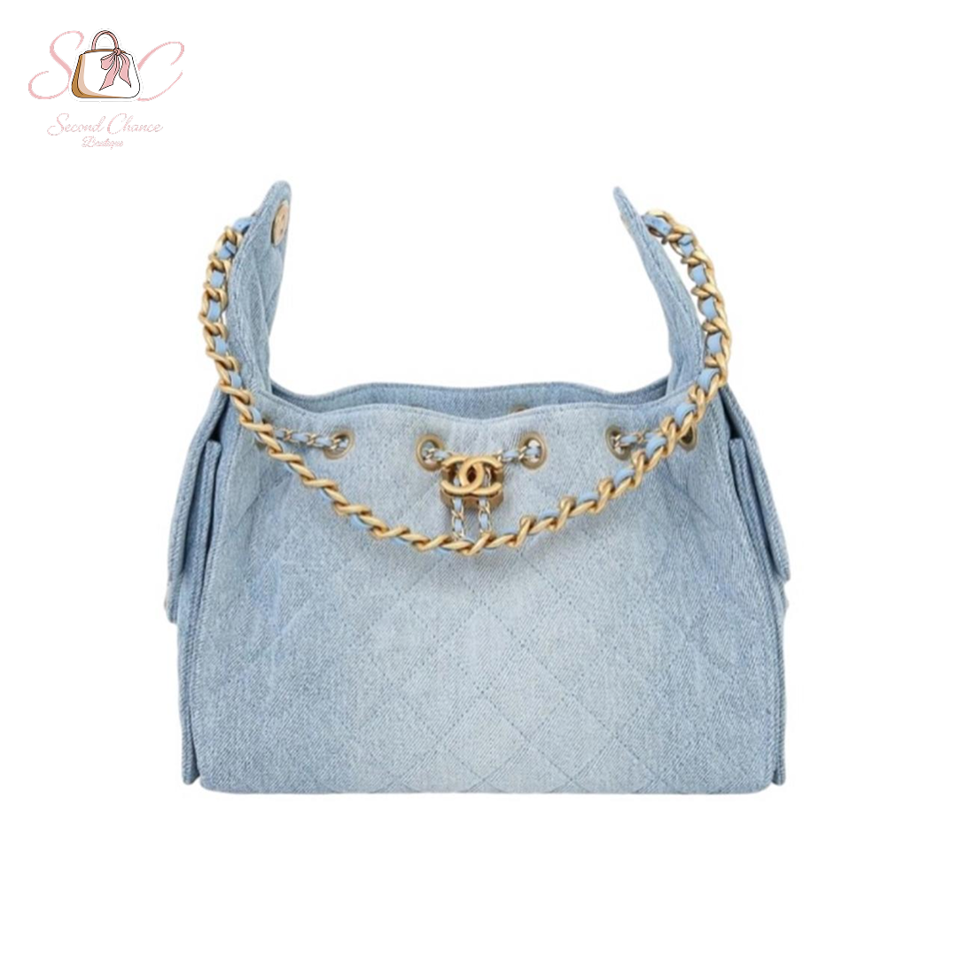Chanel small Hobo Denim Bag  New full set