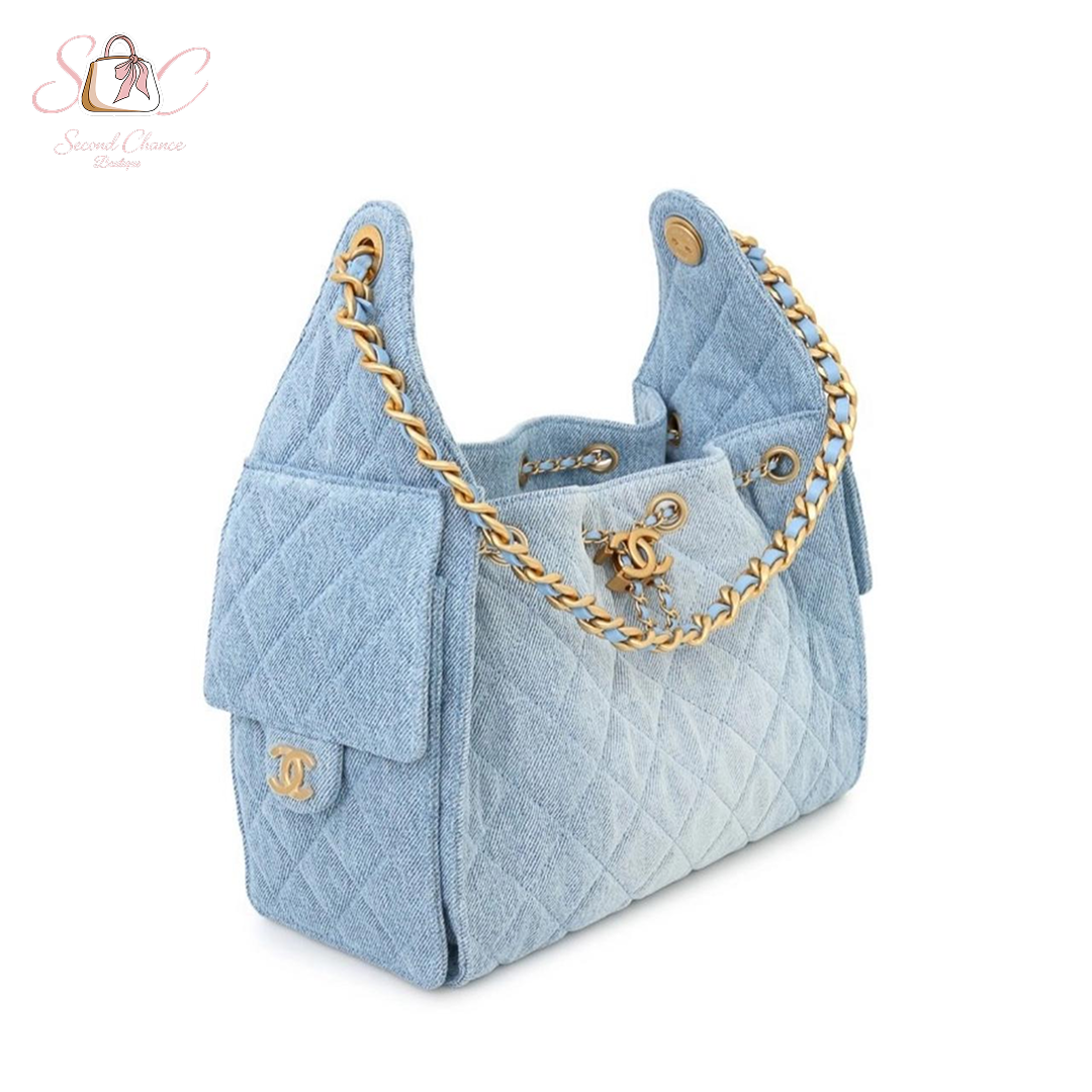Chanel small Hobo Denim Bag  New full set