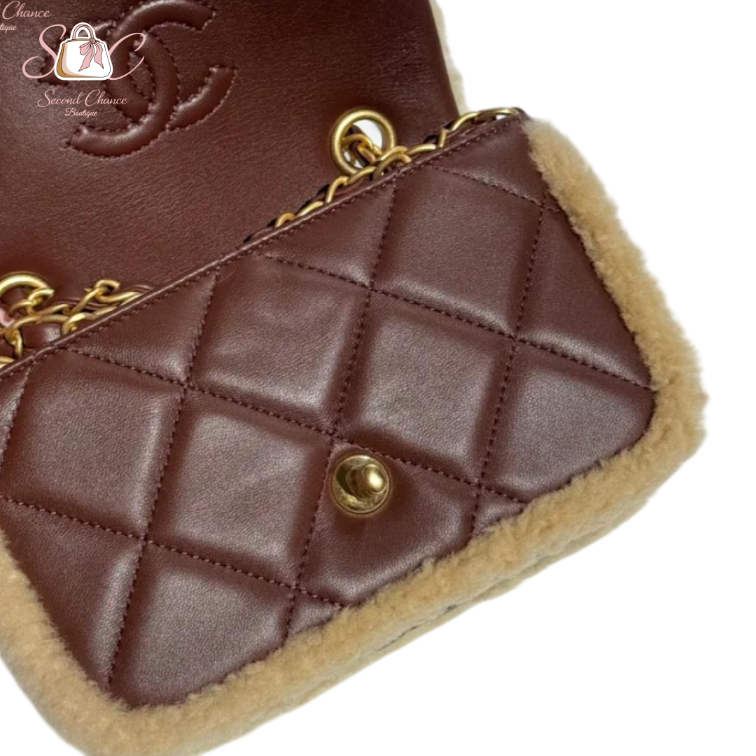 Chanel Mini Shearling Brown  Lambskin